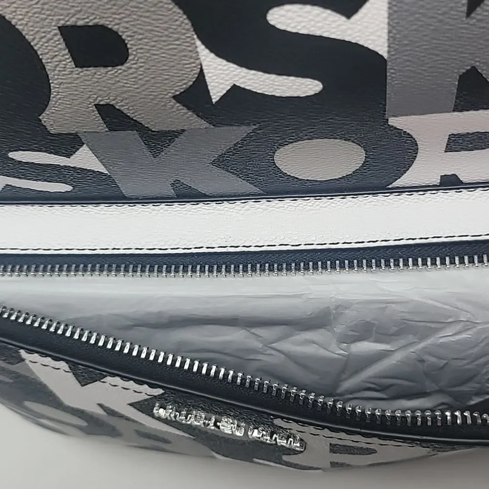 New! Michael Kors Cooper MK Signature Black Multi Commuter Backpack